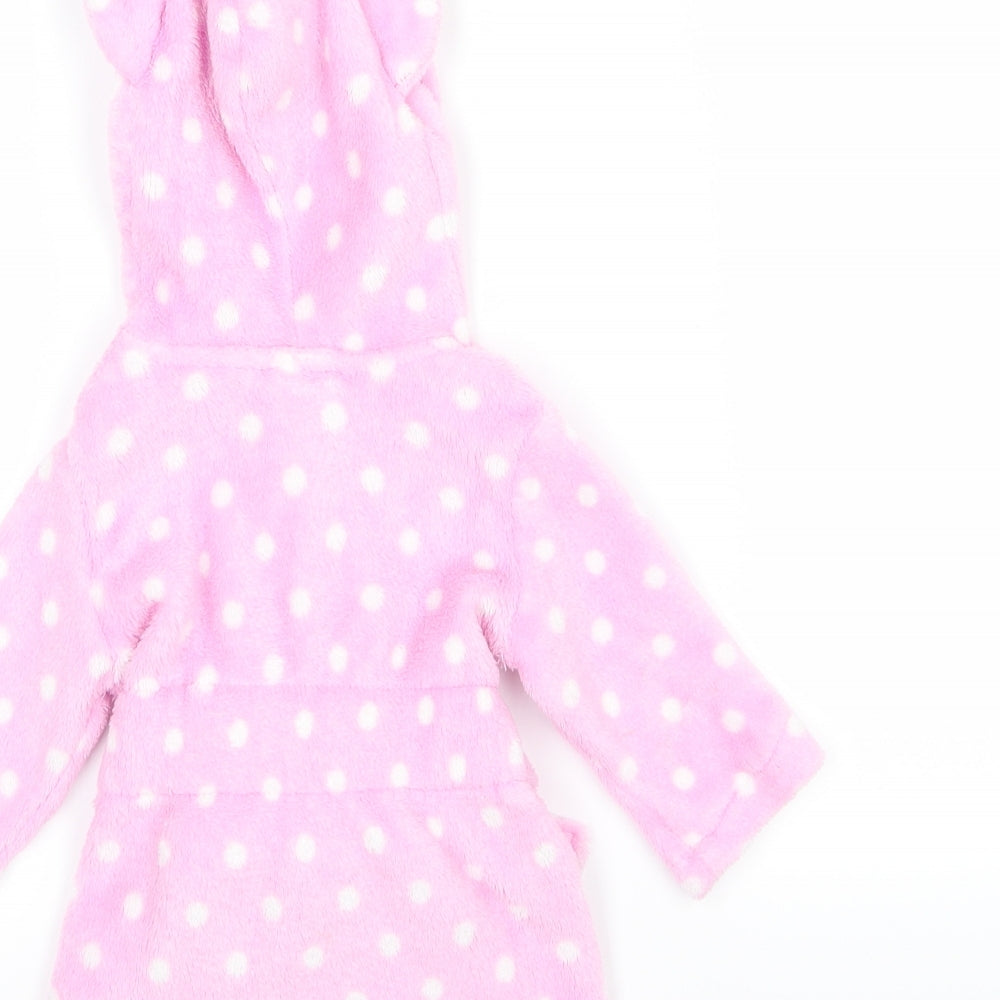 Peacocks Girls Pink Polka Dot Fleece  Gown Size 3-6 Months  - Little mouse