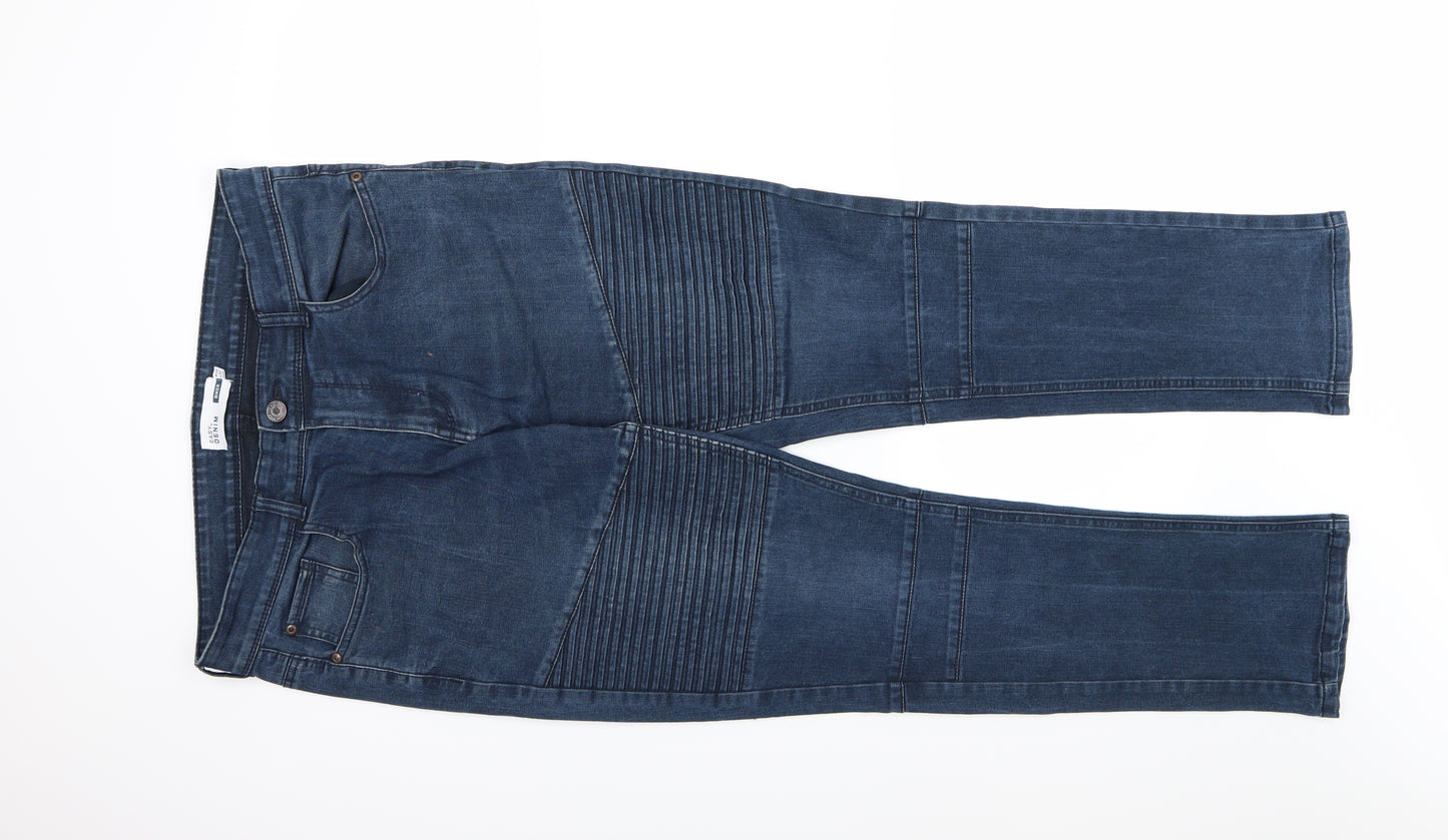 Easy Mens Blue  Denim Straight Jeans Size 34 L32 in - Biker
