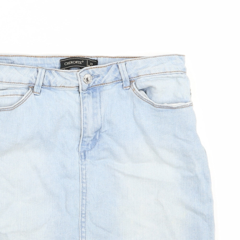 Cherokee Womens Blue  Denim A-Line Skirt Size 10