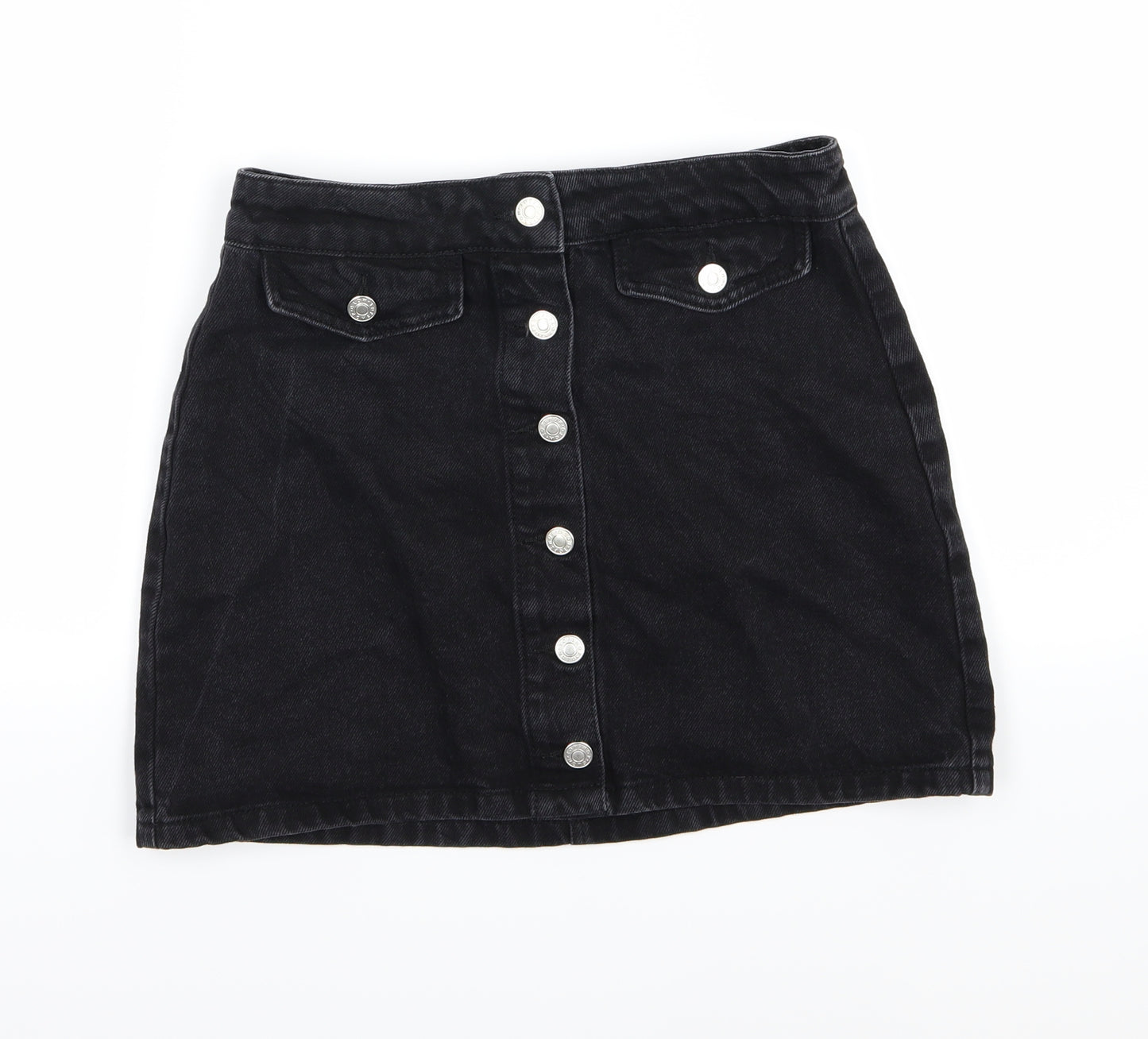 Topshop Womens Black  Denim A-Line Skirt Size 12