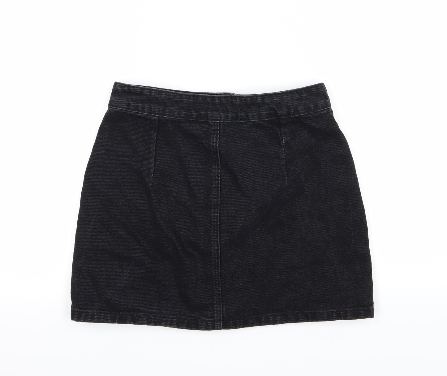 Topshop Womens Black  Denim A-Line Skirt Size 12
