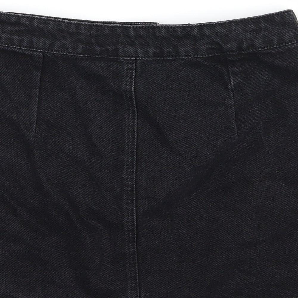 Topshop Womens Black  Denim A-Line Skirt Size 12