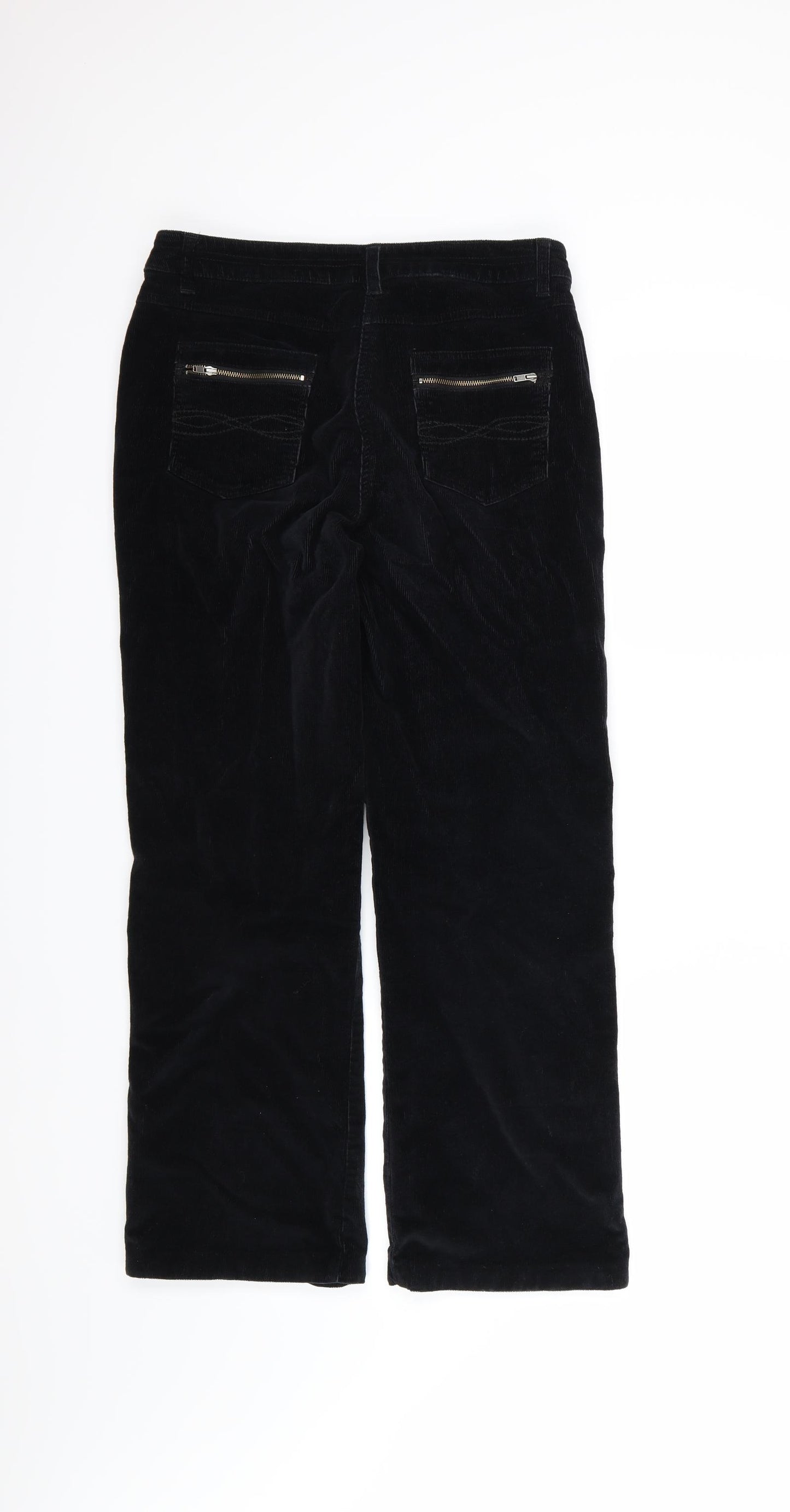 Casual Club Womens Black  Corduroy Straight Jeans Size 10 L27 in