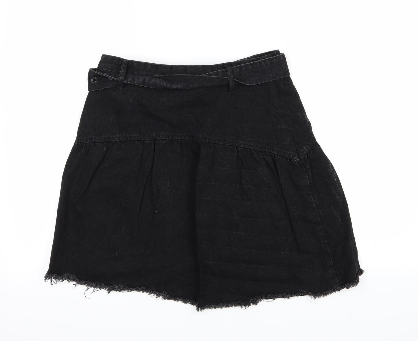 Zara Womens Black  Denim A-Line Skirt Size M