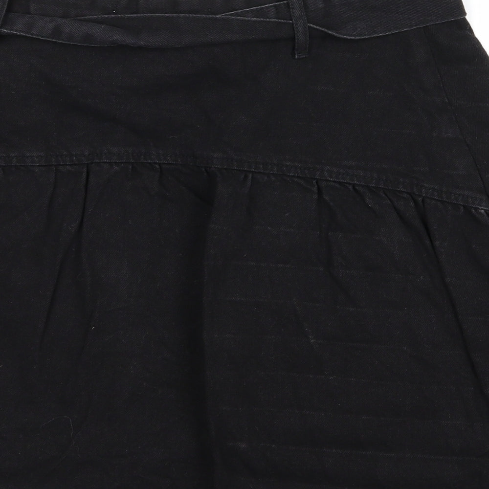 Zara Womens Black  Denim A-Line Skirt Size M