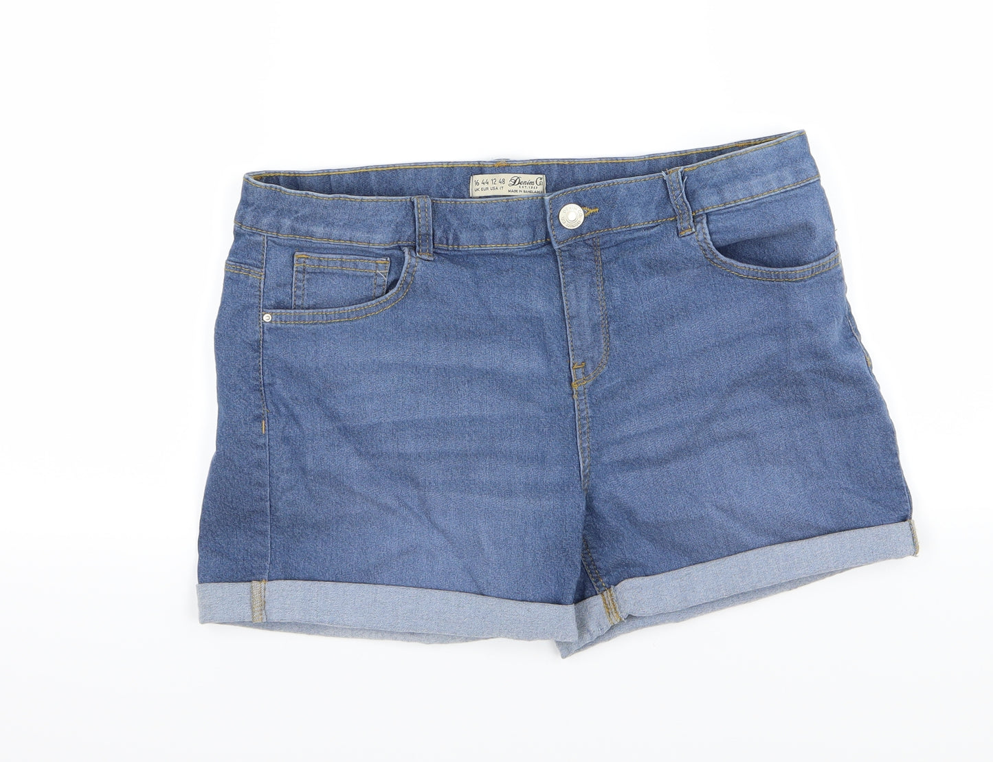 Denim & Co. Womens Black  Denim Chino Shorts Size 16