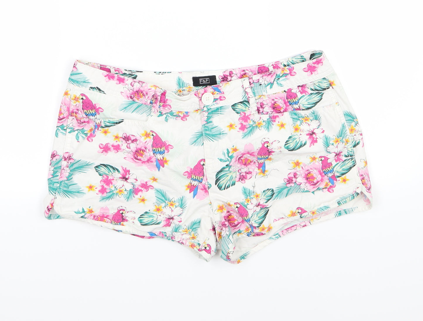 F&F Womens  Floral Denim Cargo Shorts Size 10