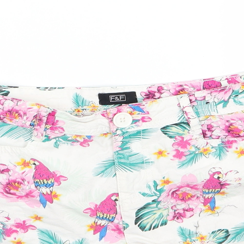 F&F Womens  Floral Denim Cargo Shorts Size 10