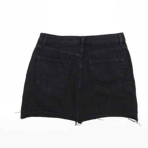 Denim & Co. Womens Black Striped Denim A-Line Skirt Size 12