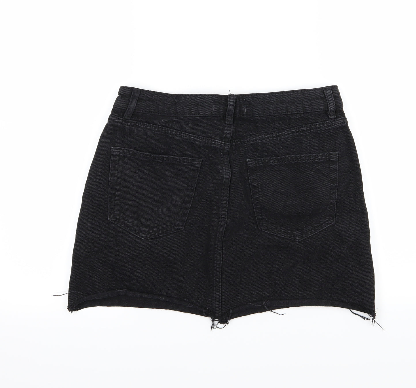 Denim & Co. Womens Black Striped Denim A-Line Skirt Size 12