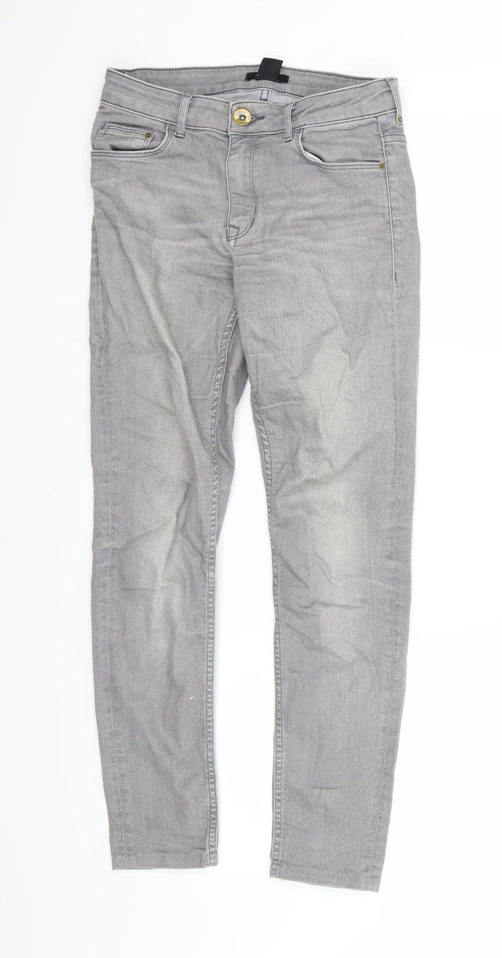 H&M Womens Grey Denim Skinny Jeans Size 8 L26 in