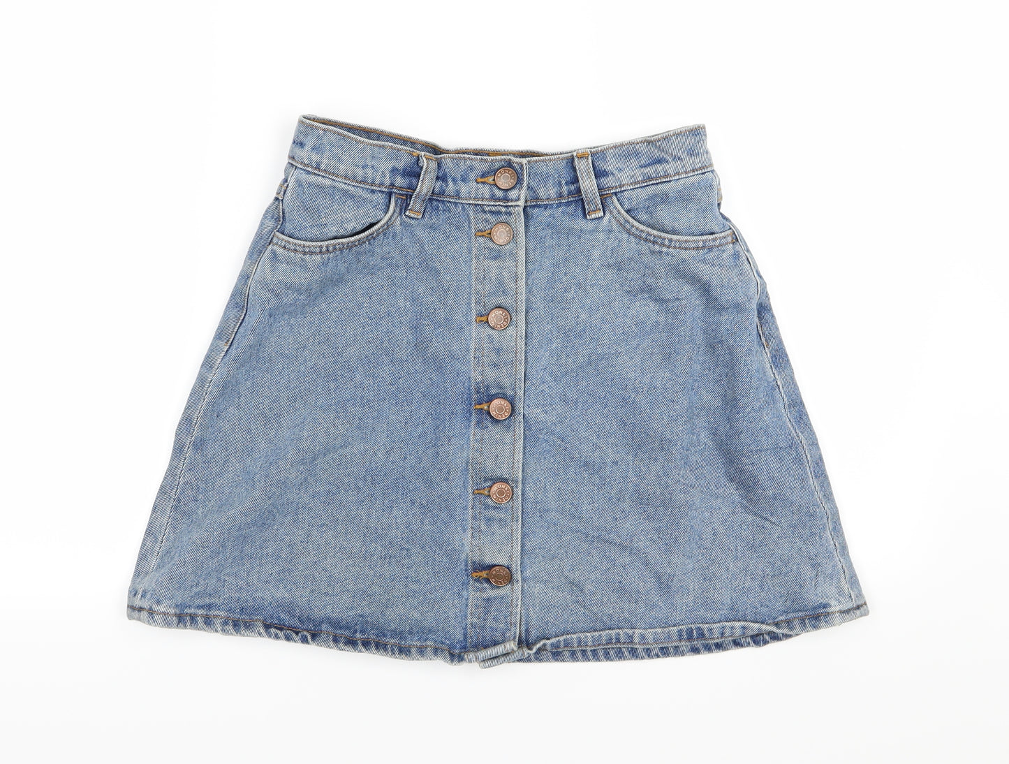 Monki Womens Blue  Denim A-Line Skirt Size 10