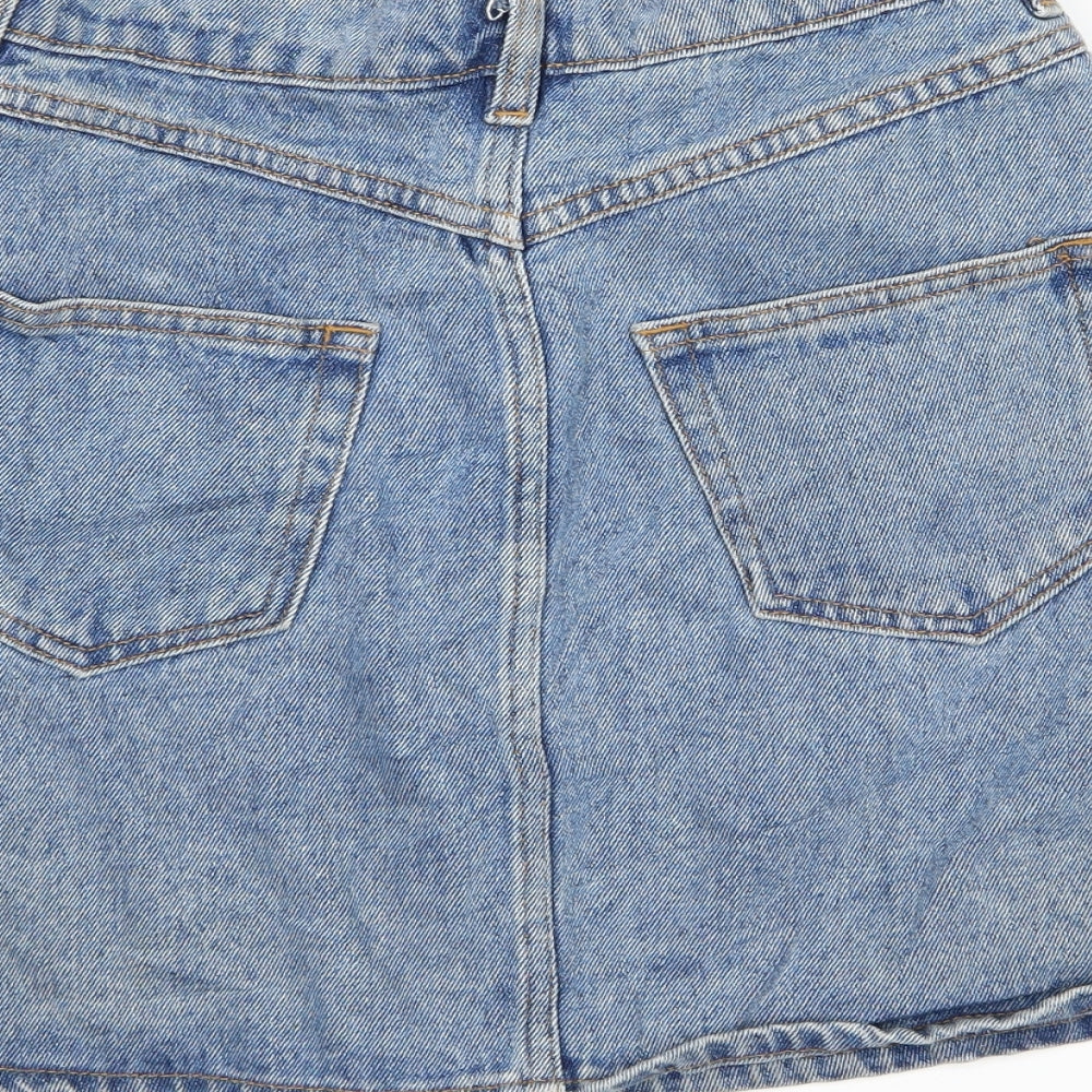 Monki Womens Blue  Denim A-Line Skirt Size 10