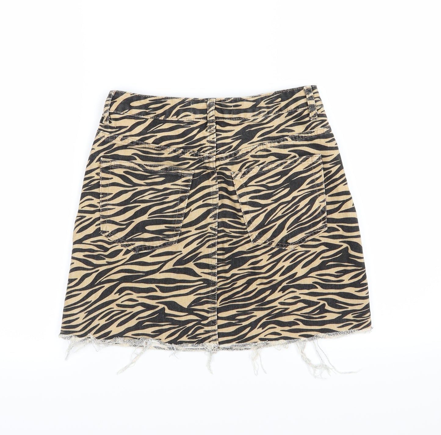 Denim & Co. Womens Orange Animal Print Denim A-Line Skirt Size 6