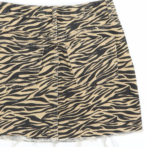 Denim & Co. Womens Orange Animal Print Denim A-Line Skirt Size 6
