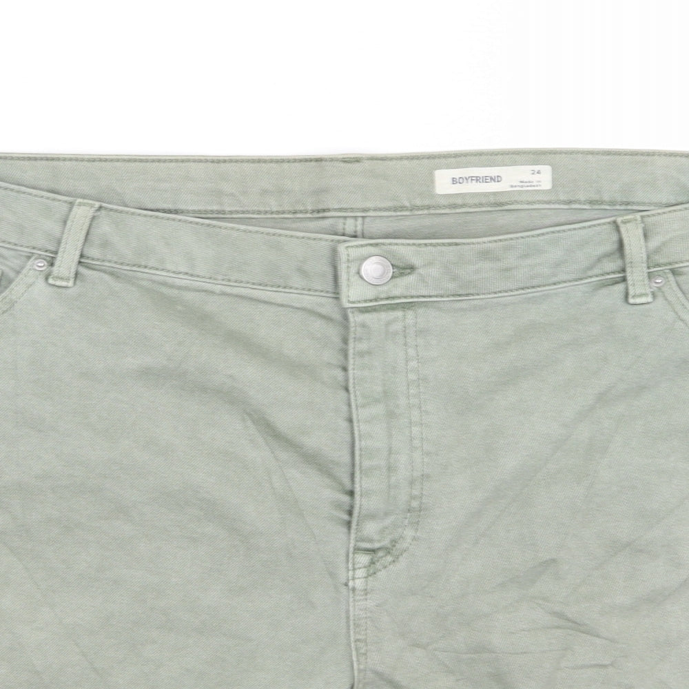 Marks and Spencer Womens Green  Denim Boyfriend Shorts Size 24