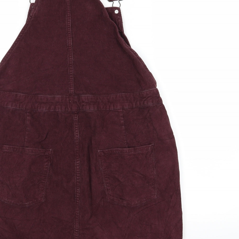Fat Face Womens Purple  Corduroy Pinafore/Dungaree Dress  Size 14  - Burgundy
