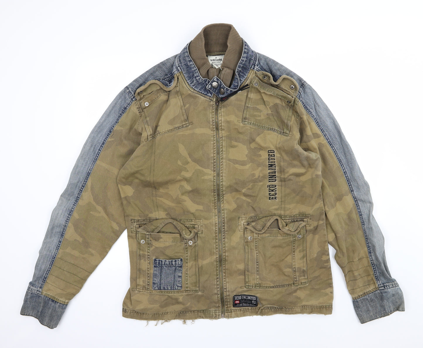 Ecko Unltd. Mens Brown Camouflage Denim Jacket  Size XL