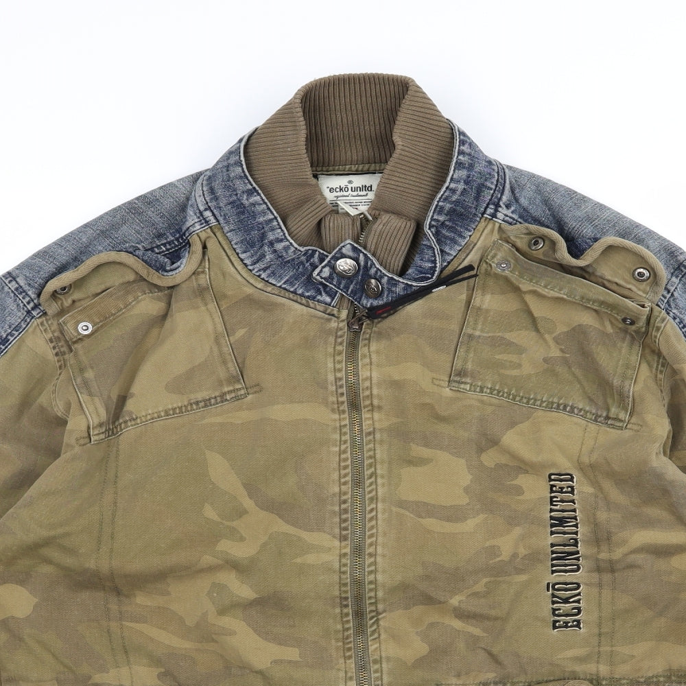 Ecko Unltd. Mens Brown Camouflage Denim Jacket  Size XL