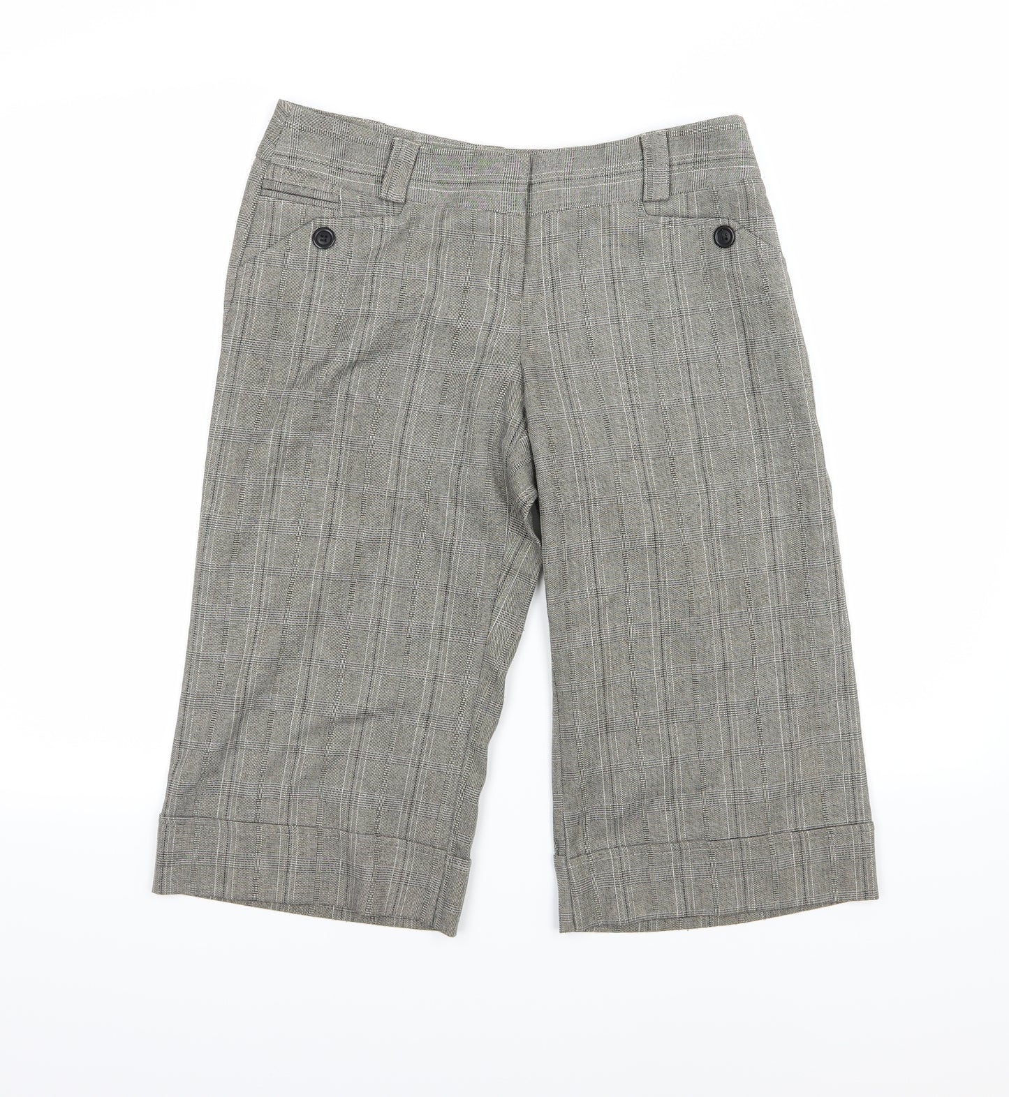 Select Womens Grey Striped Rayon Cut-Off Shorts Size 10