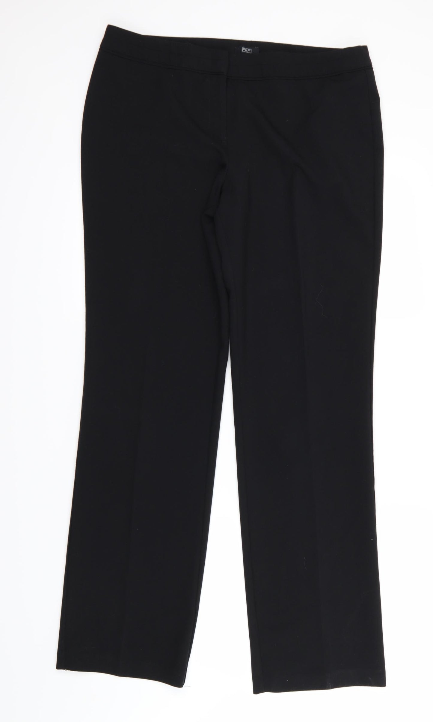 F&F Womens Black  Rayon Trousers  Size 14 L33 in - Long leg
