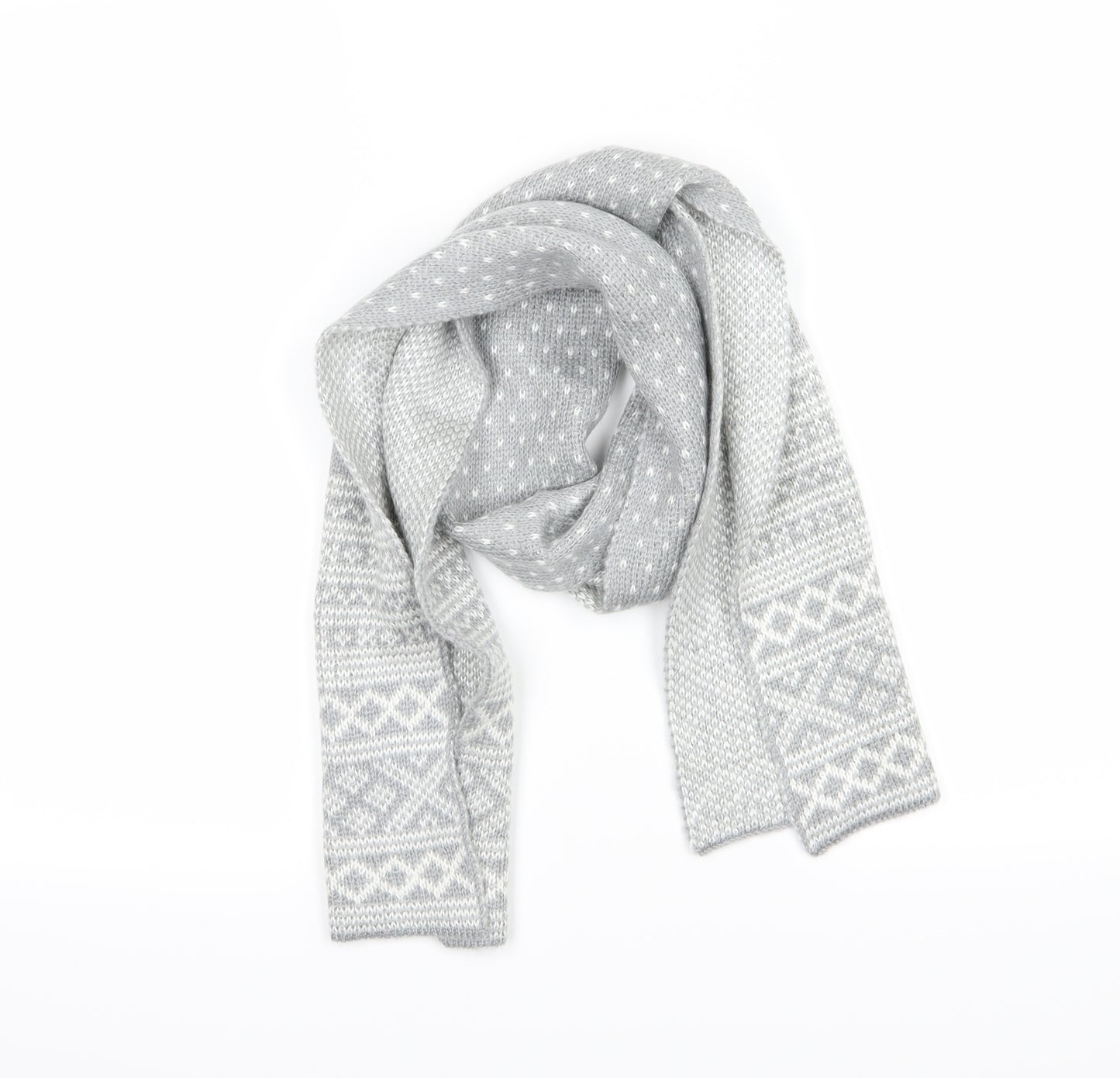 Tom Franks Womens Grey Geometric Knit  Scarf