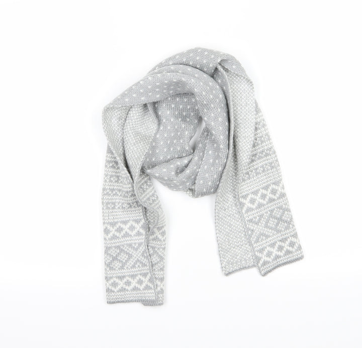 Tom Franks Womens Grey Geometric Knit  Scarf