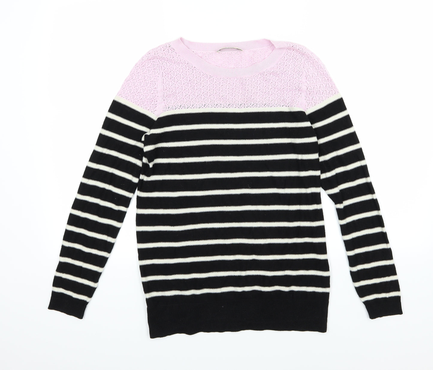 Oasis Womens Black Striped Knit Pullover Jumper Size S