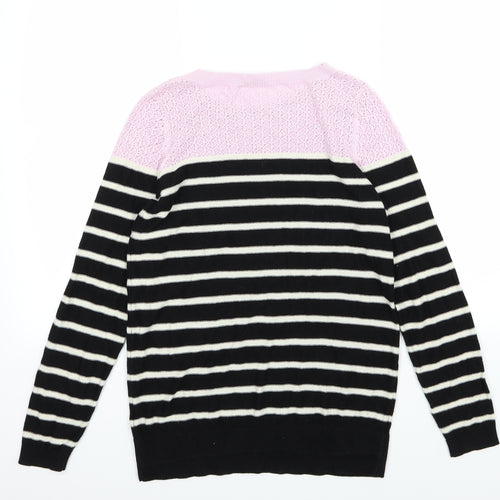 Oasis Womens Black Striped Knit Pullover Jumper Size S