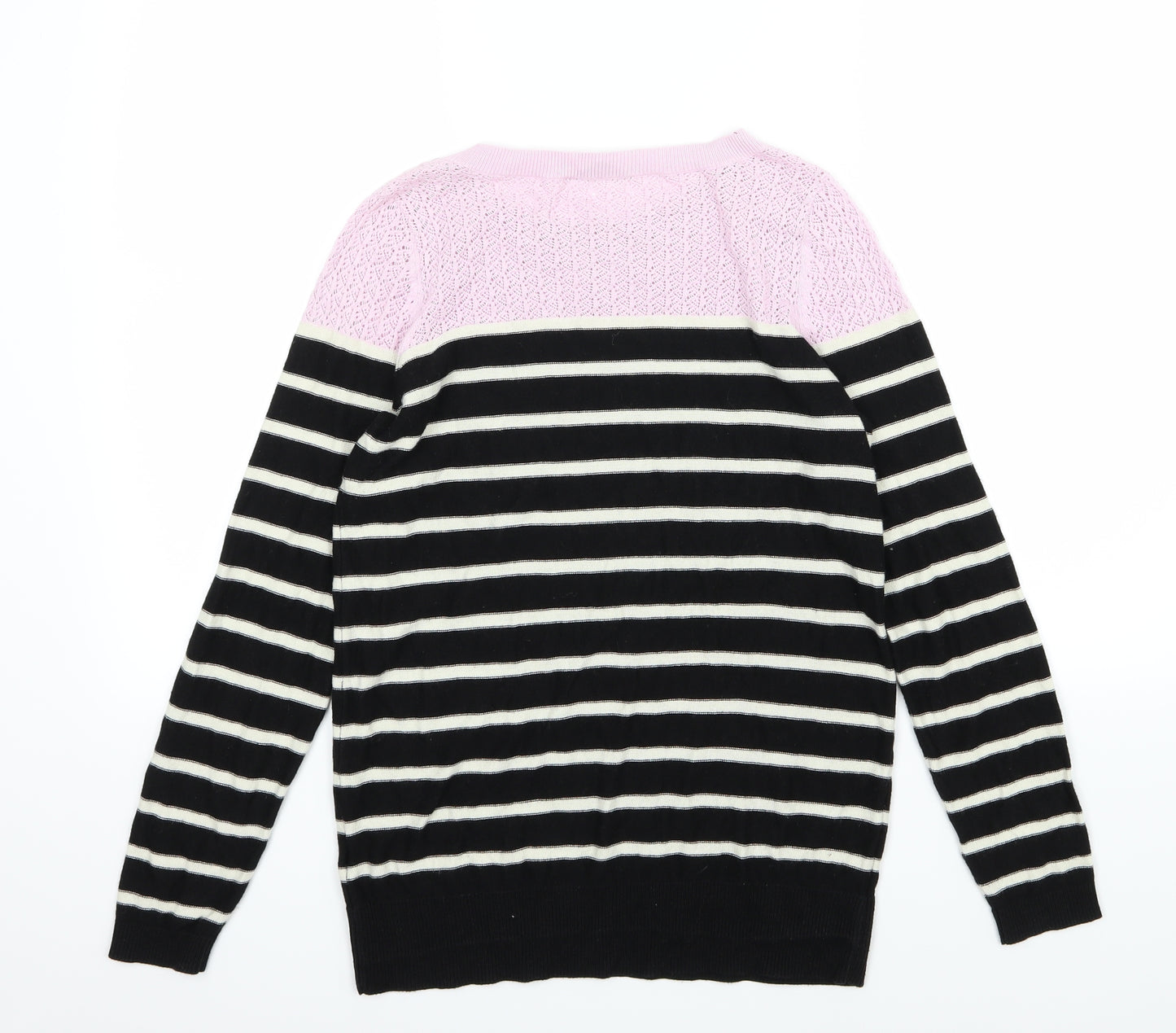 Oasis Womens Black Striped Knit Pullover Jumper Size S