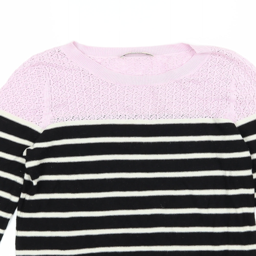 Oasis Womens Black Striped Knit Pullover Jumper Size S