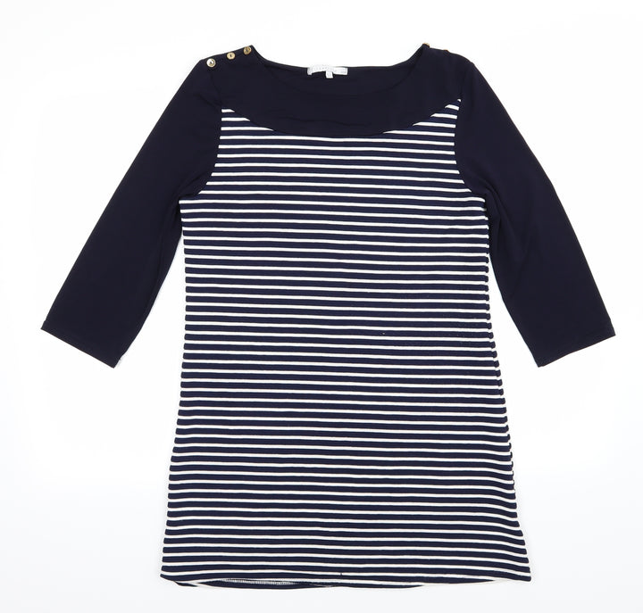 Lakeland Womens Blue Striped Jersey T-Shirt Dress  Size M
