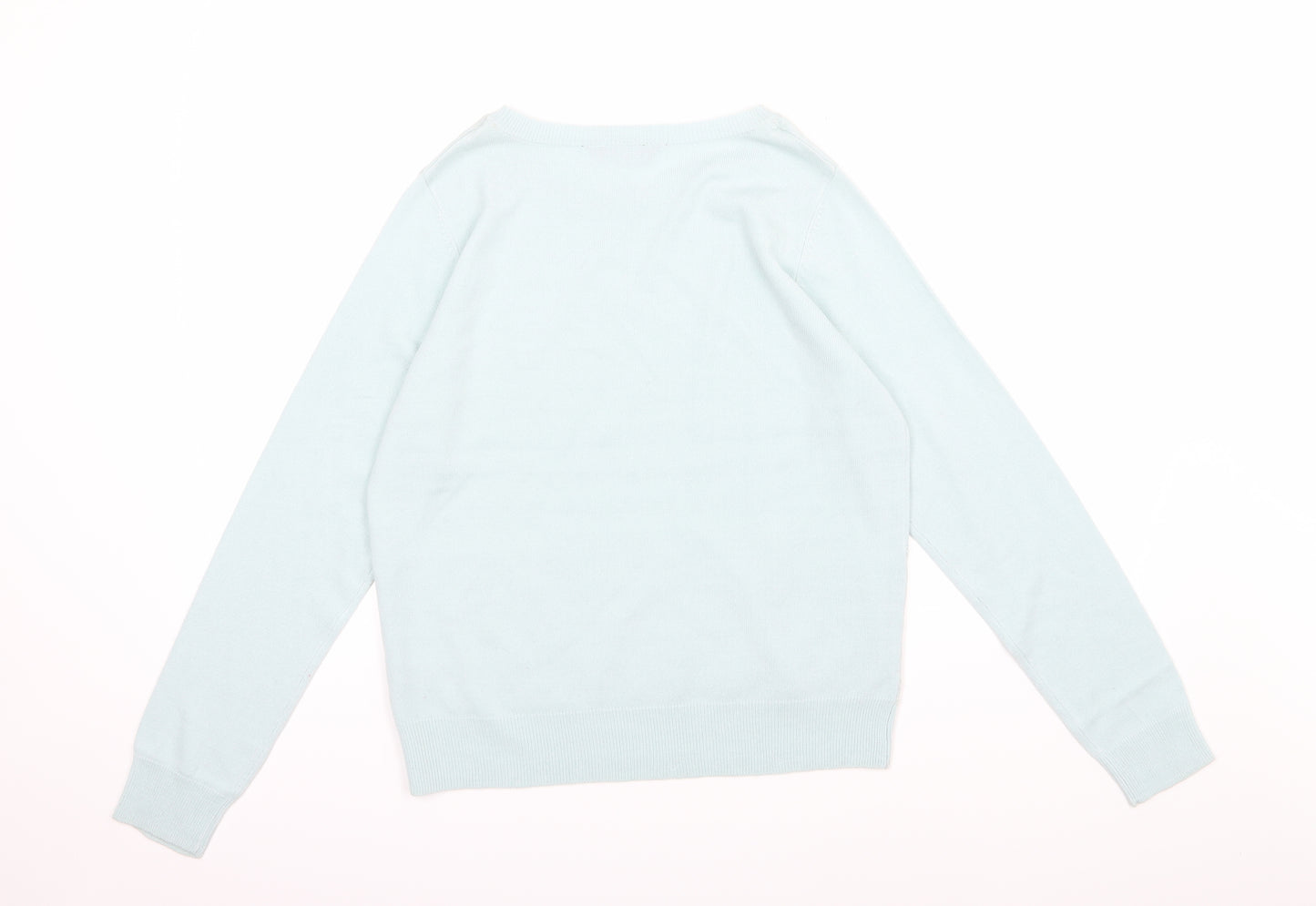 Dorothy Perkins Womens Blue Floral Knit Pullover Jumper Size 14