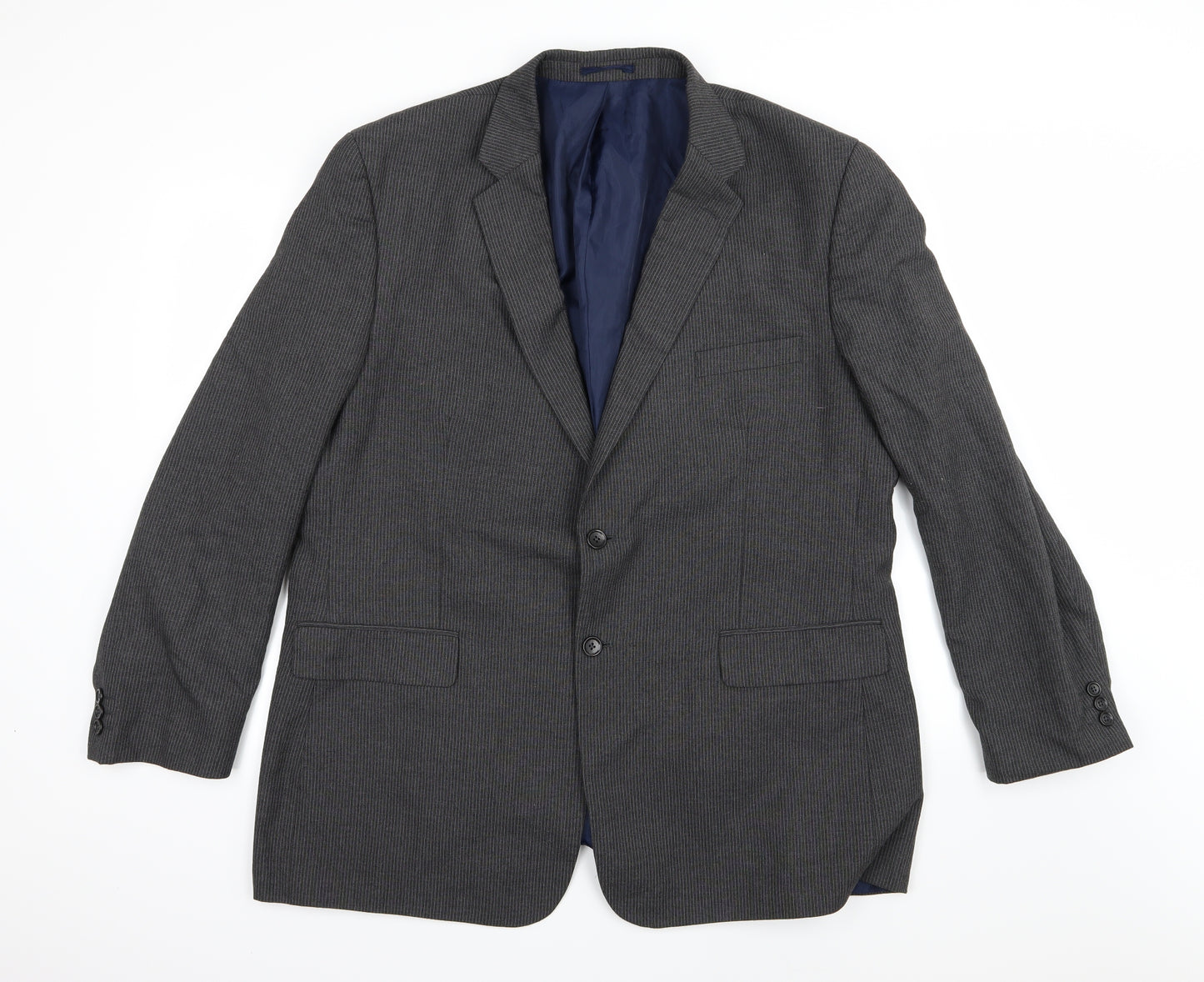 BHS Mens Grey Striped Rayon Jacket Suit Jacket Size 48