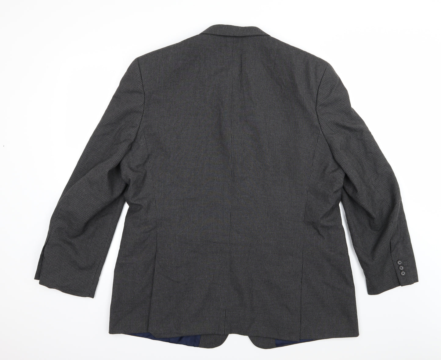 BHS Mens Grey Striped Rayon Jacket Suit Jacket Size 48