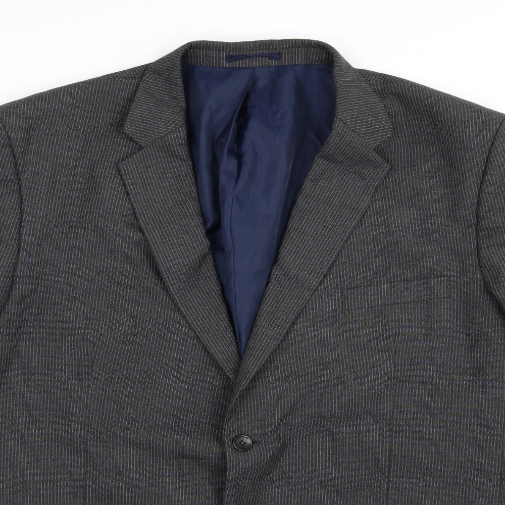 BHS Mens Grey Striped Rayon Jacket Suit Jacket Size 48
