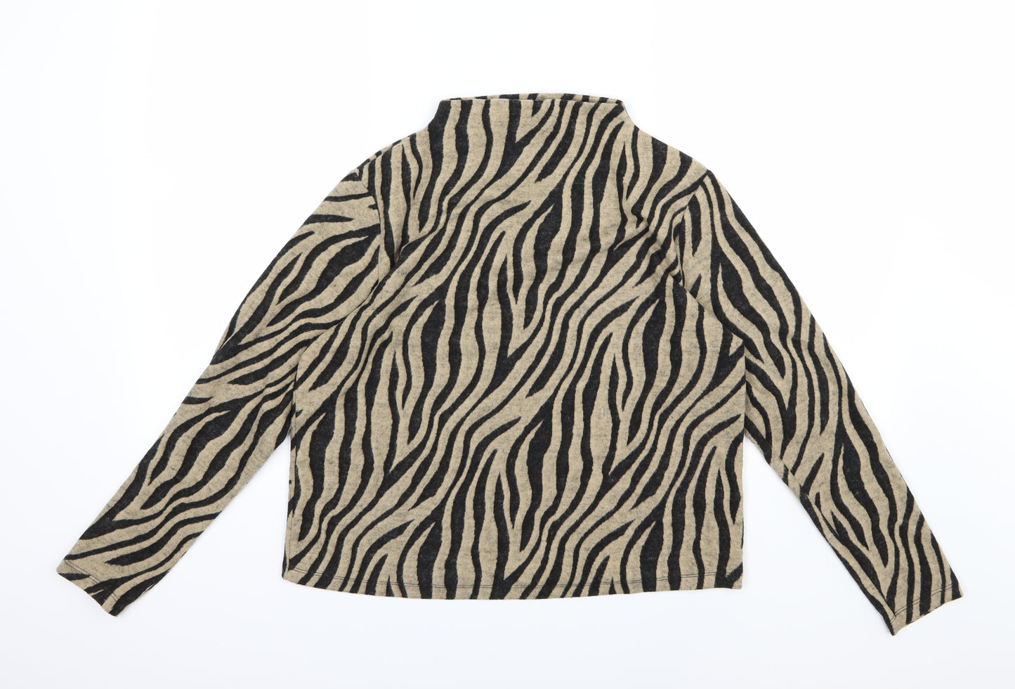 Marks and Spencer Womens Brown Animal Print Knit Pullover Jumper Size 14