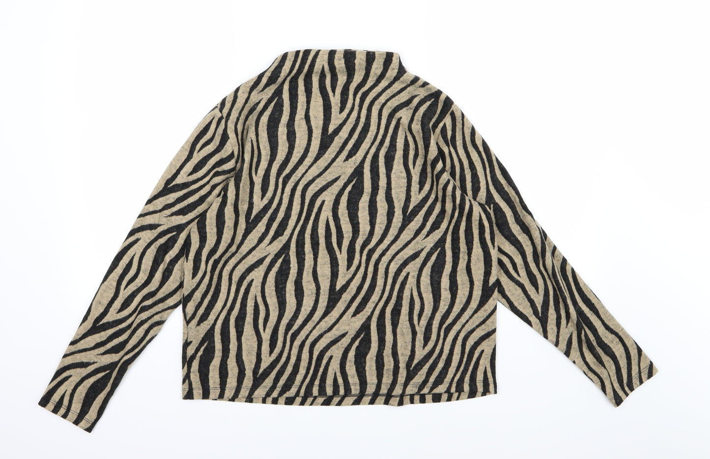 Marks and Spencer Womens Brown Animal Print Knit Pullover Jumper Size 14