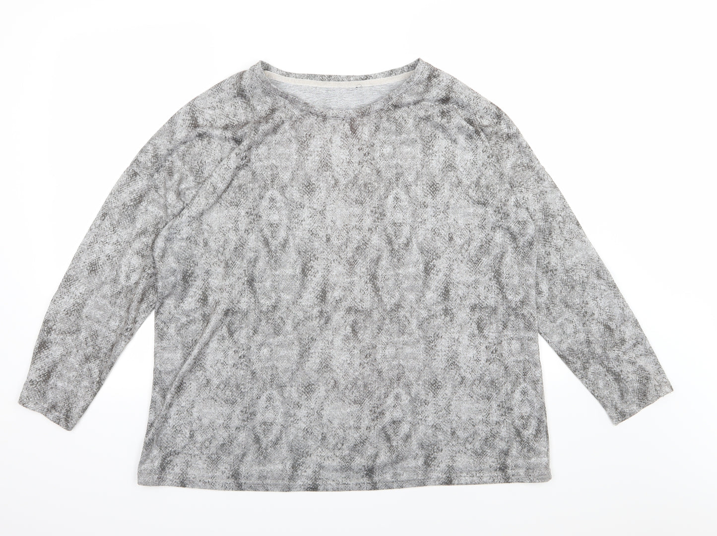 Preworn Womens Grey Animal Print Knit Pullover Jumper Size 18