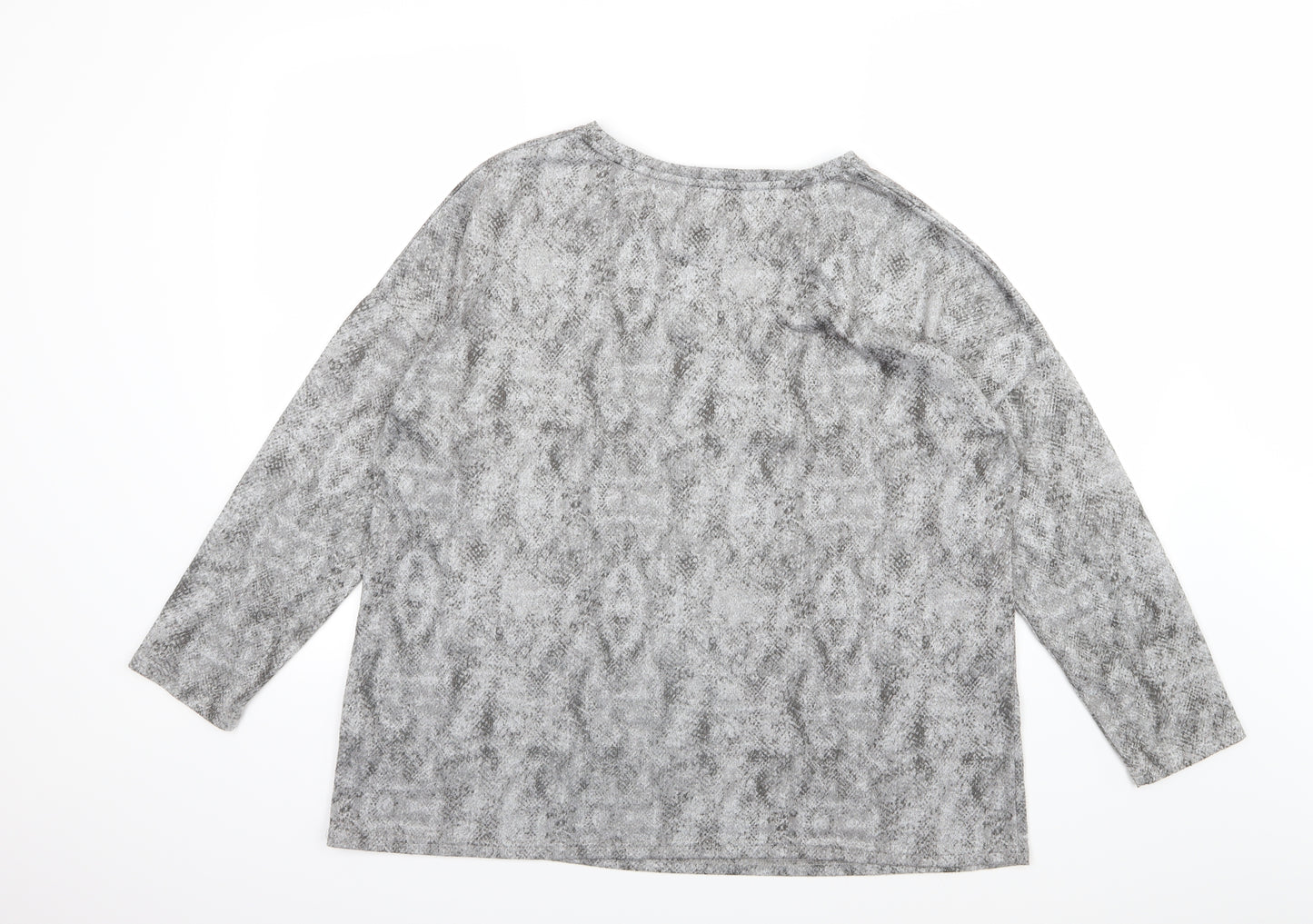 Preworn Womens Grey Animal Print Knit Pullover Jumper Size 18