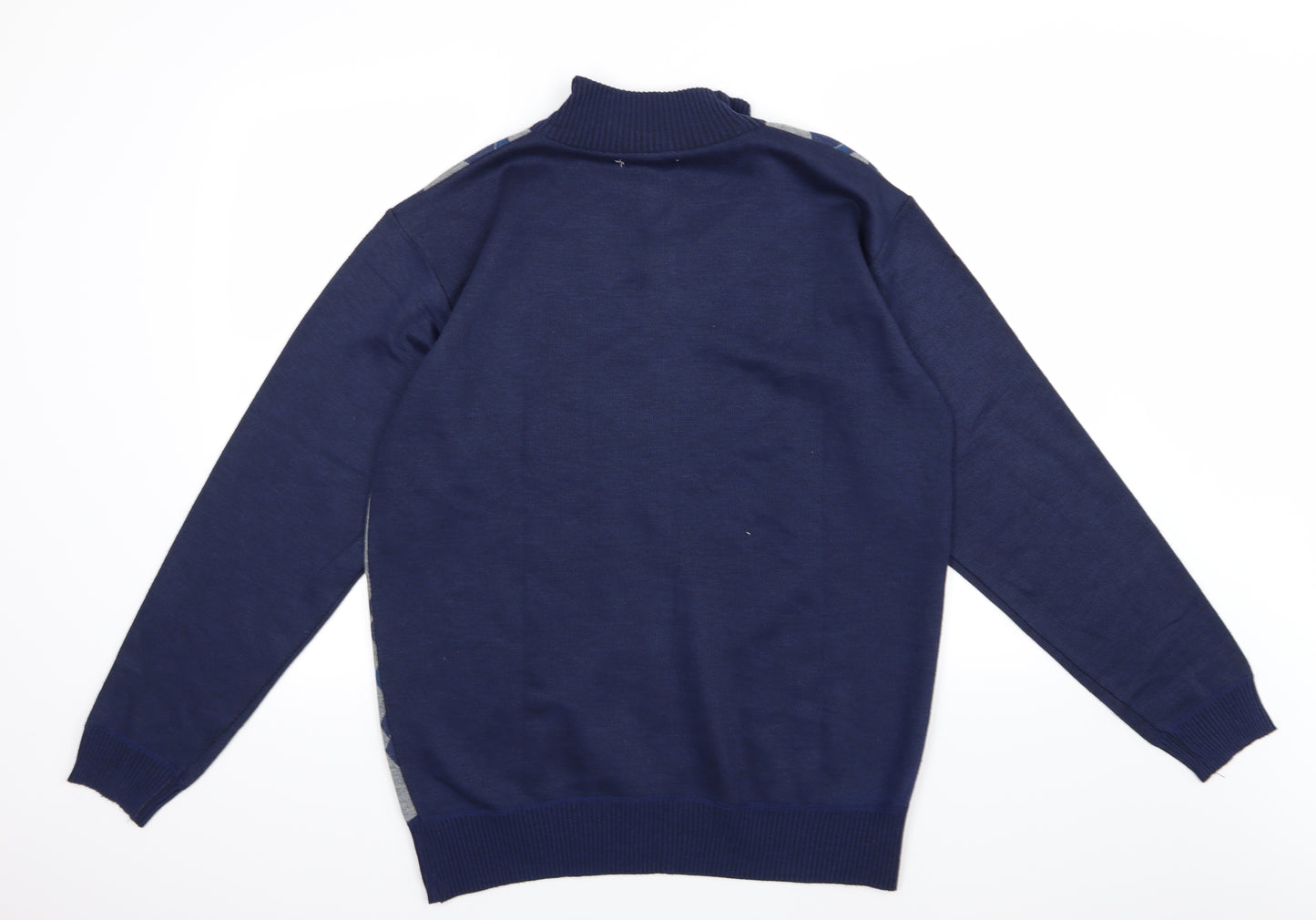 Ming Di Mens Blue Argyle/Diamond Knit Pullover Jumper Size 3XL