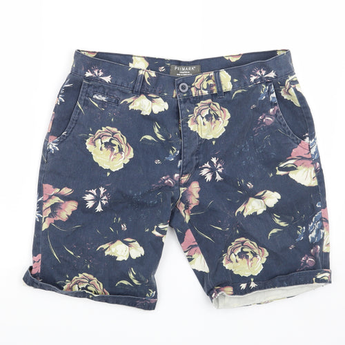 Primark Mens Blue Floral  Chino Shorts Size 34