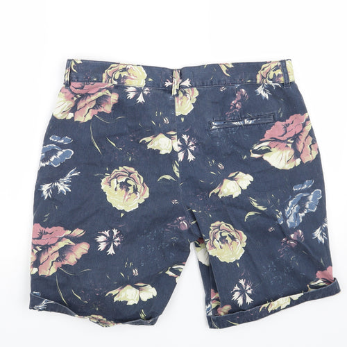 Primark Mens Blue Floral  Chino Shorts Size 34