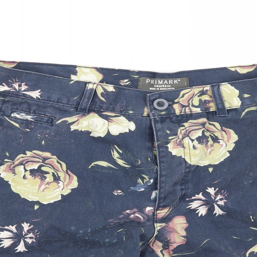 Primark Mens Blue Floral  Chino Shorts Size 34