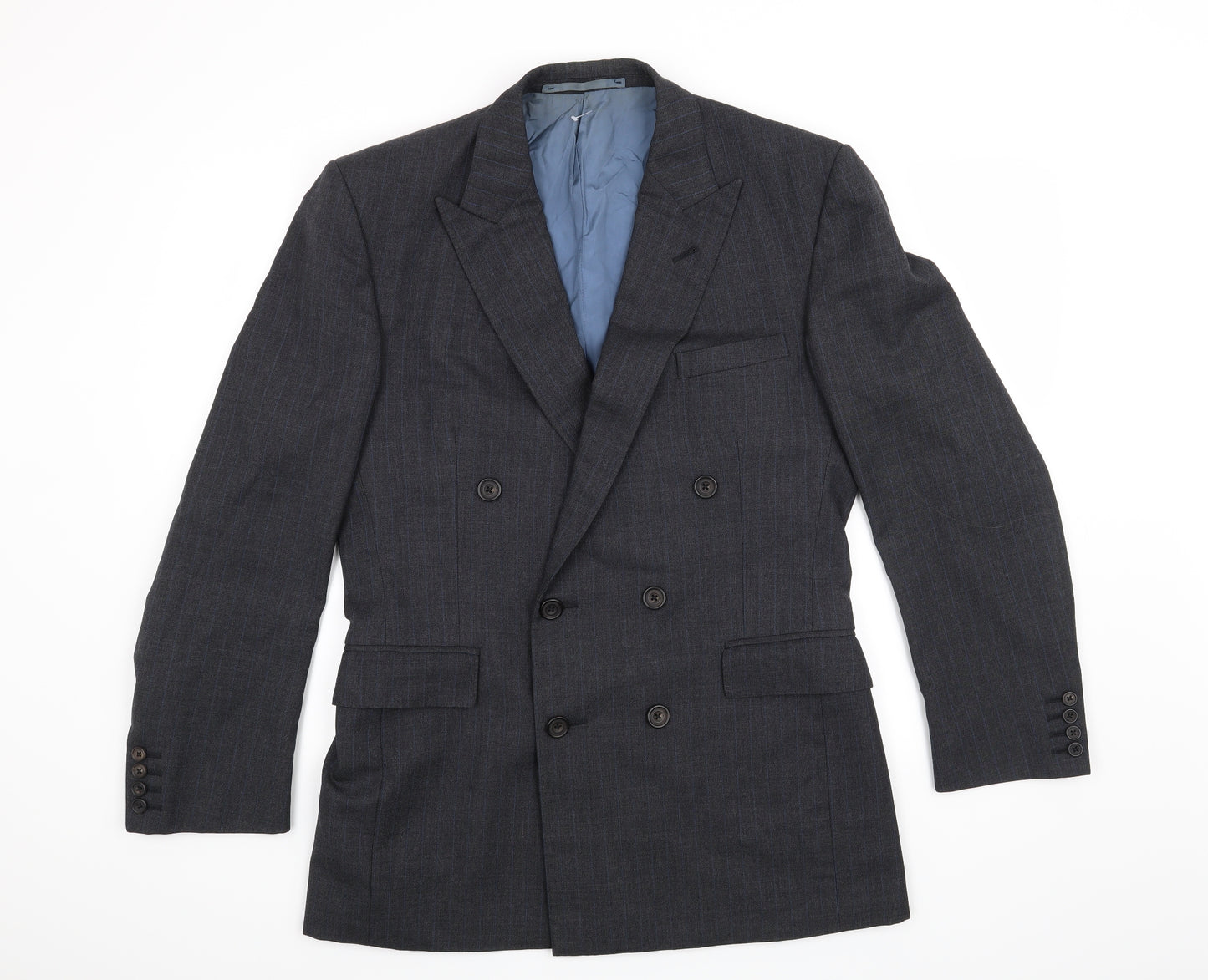 Preworn Mens Grey Striped  Jacket Suit Jacket Size 40