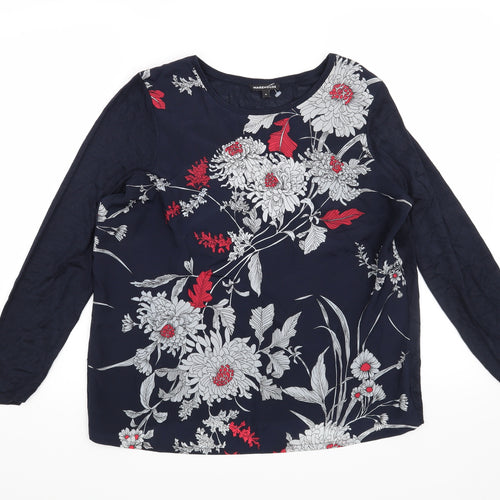 Warehouse Womens Blue Floral  Pullover Jumper Size M