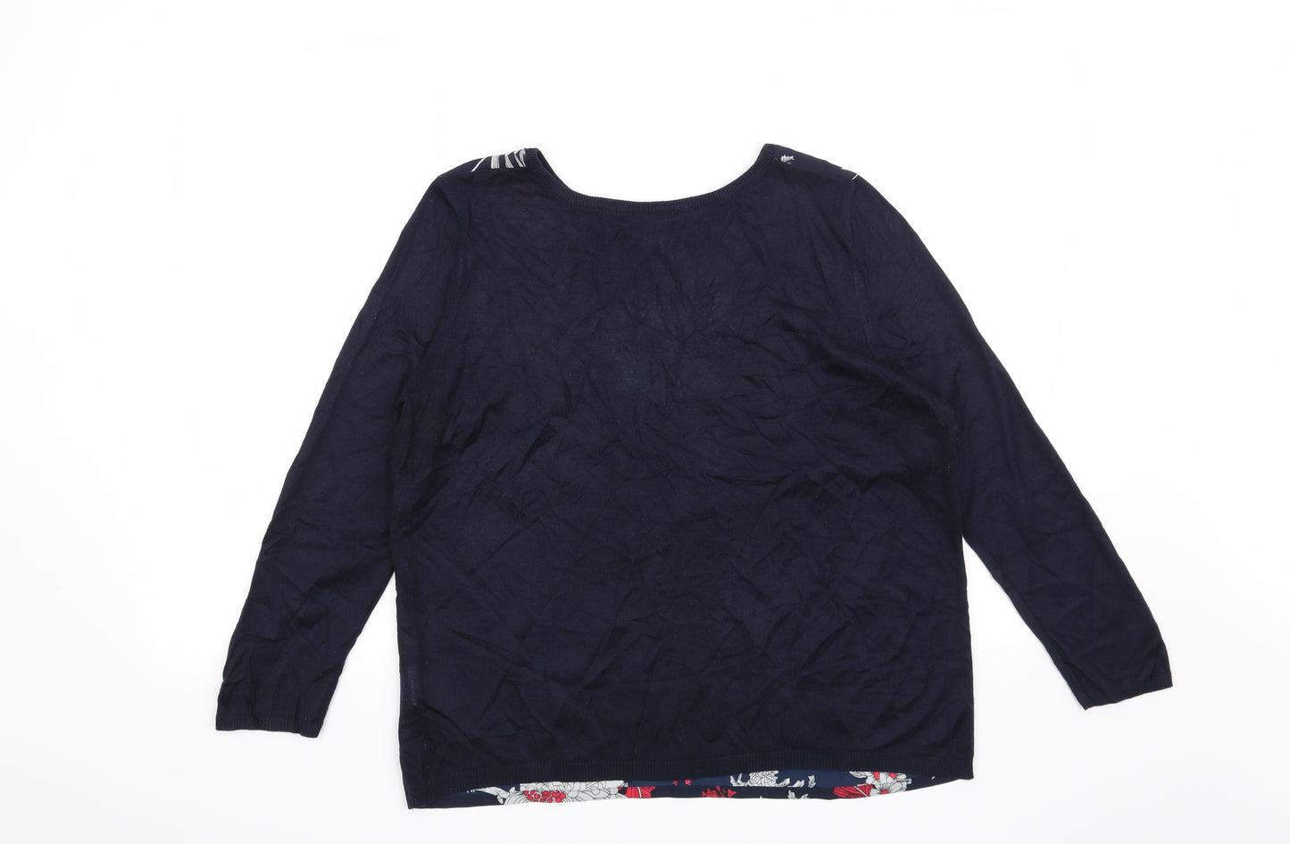 Warehouse Womens Blue Floral  Pullover Jumper Size M