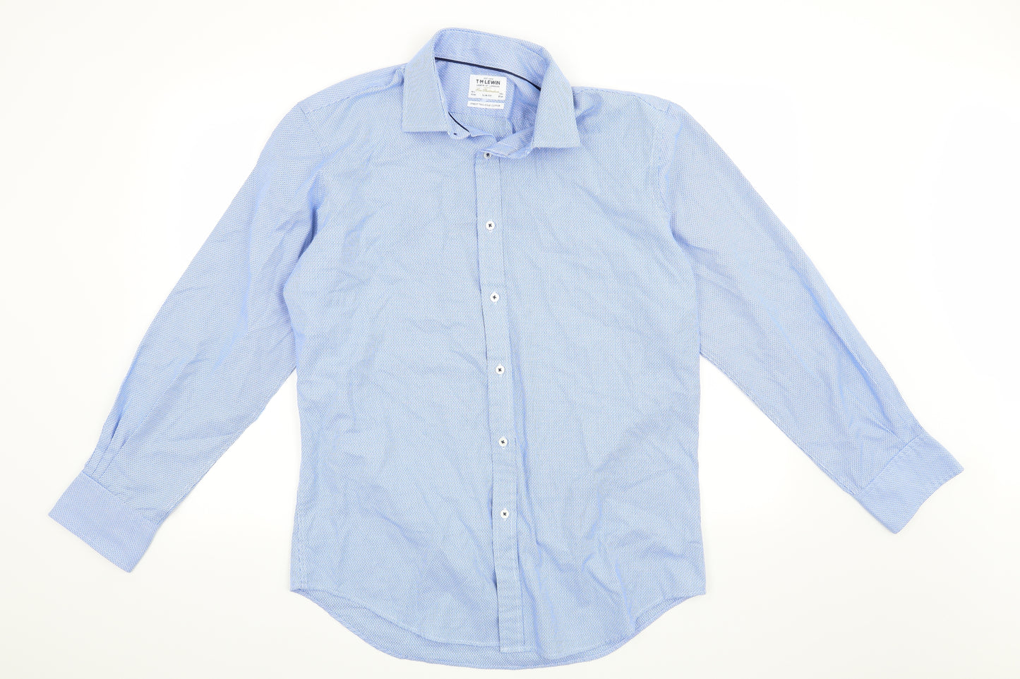 TM Lewin Mens Blue Geometric   Dress Shirt Size 16.5