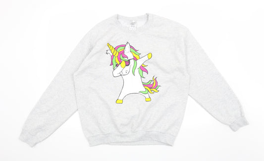 Gildan Womens Grey   Pullover Sweatshirt Size M  - Unicorn