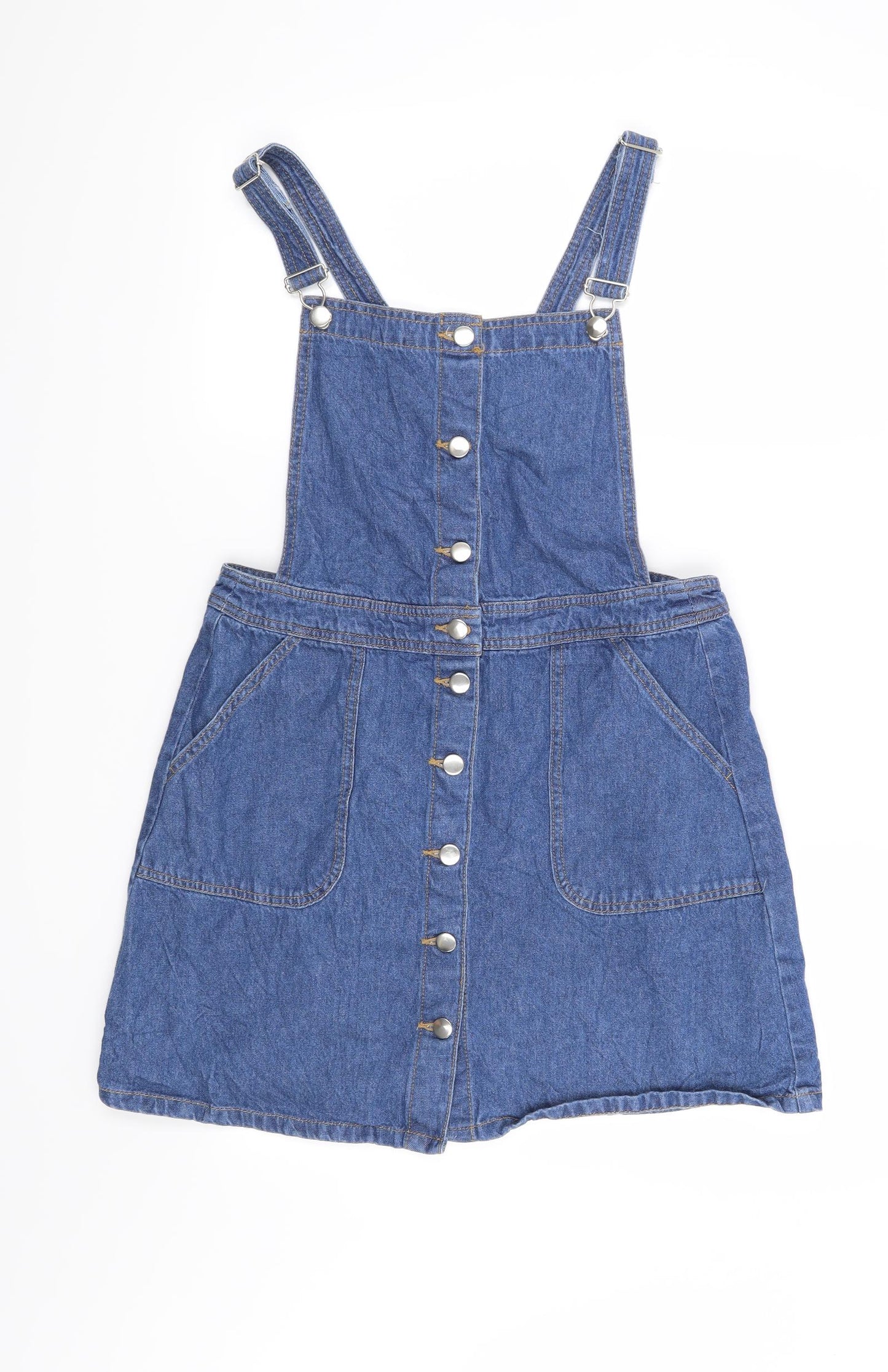 H&M Womens Blue   Pinafore/Dungaree Dress  Size 14